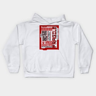 FRAGILE Cyberpunk Inspired Human Shipping Label Kids Hoodie